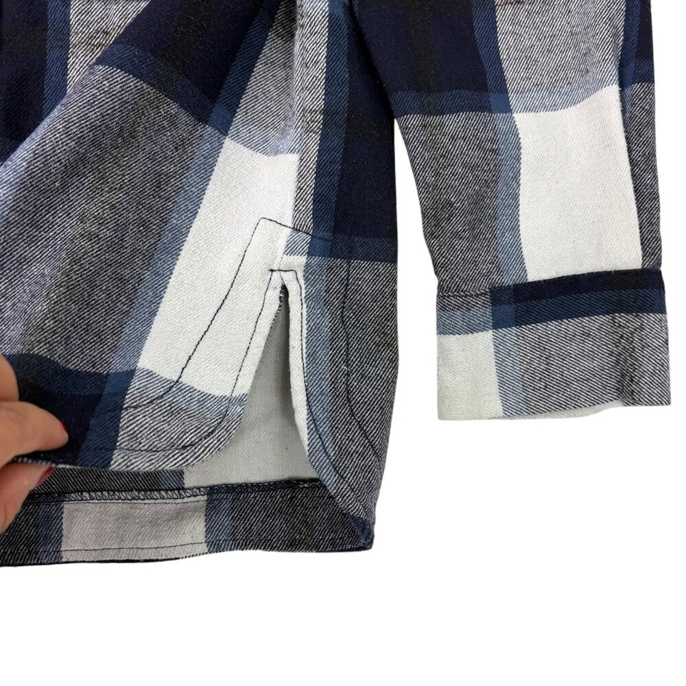 Reserve Fairfax Women’s Plaid Flannel Shacket Blue Gray Button Up Size Small - Picture 7 of 13